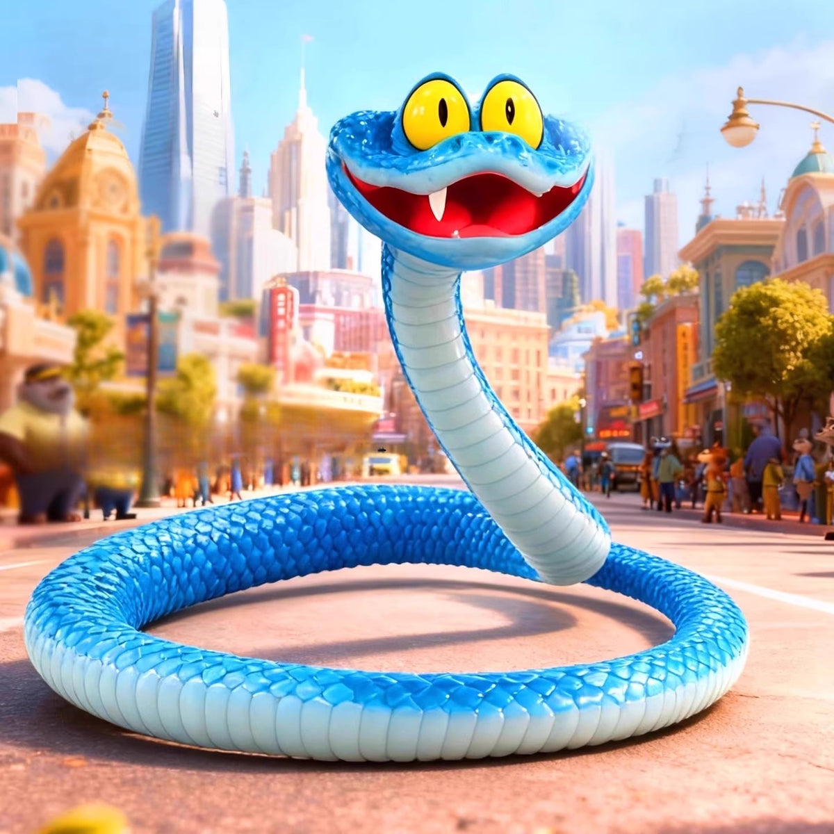 Posable Blue Snake Model Figure