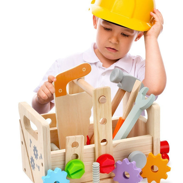 Kids Wooden Toolbox and Construction Toy