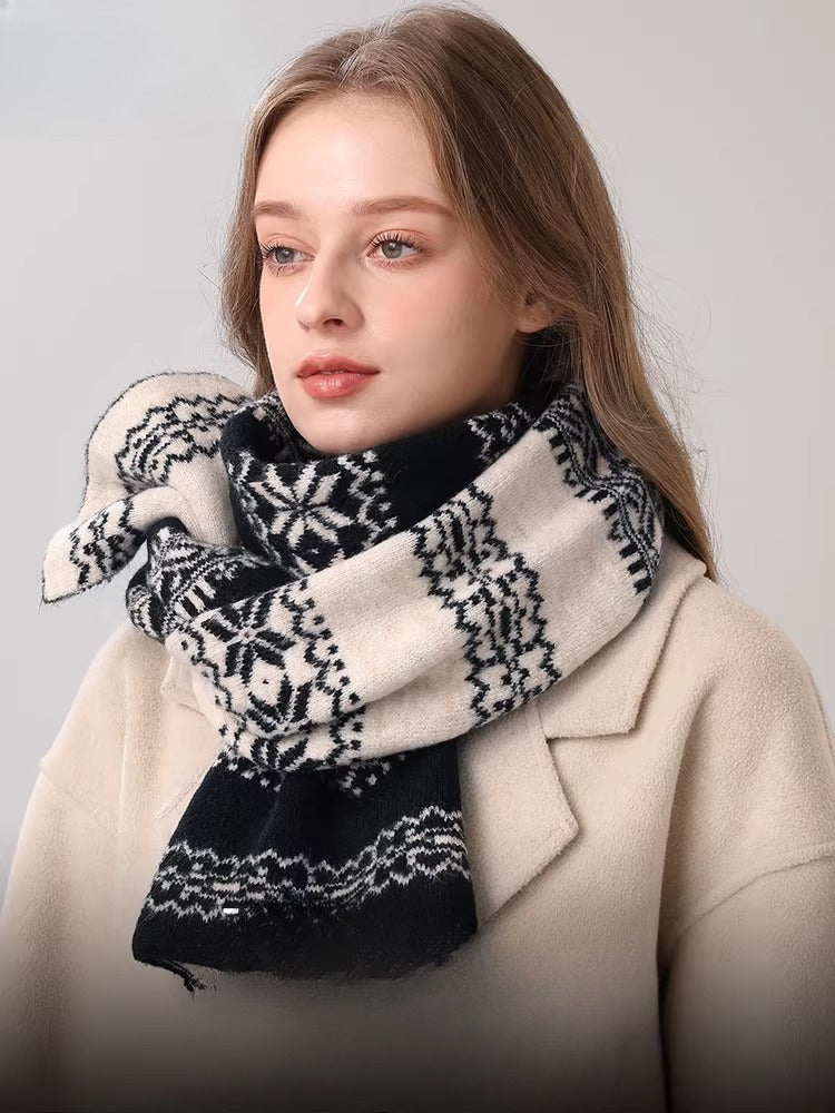 Classic Fair Isle Wool Knit Scarf