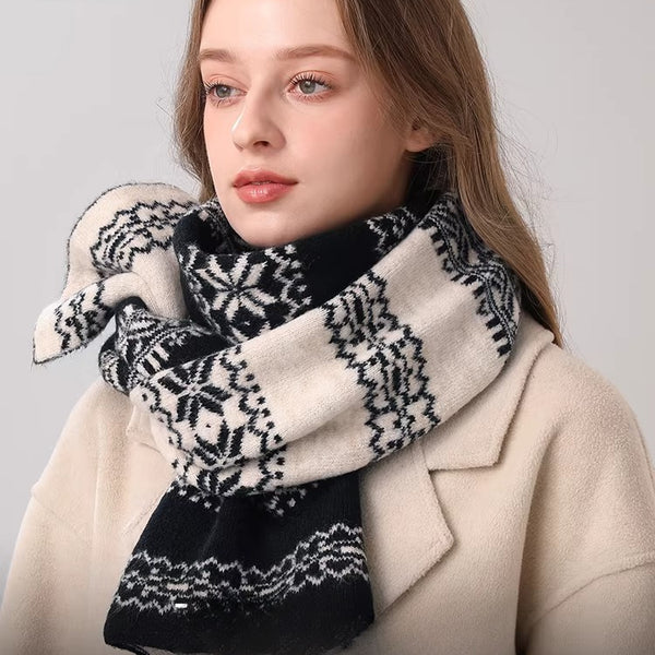Classic Fair Isle Wool Knit Scarf