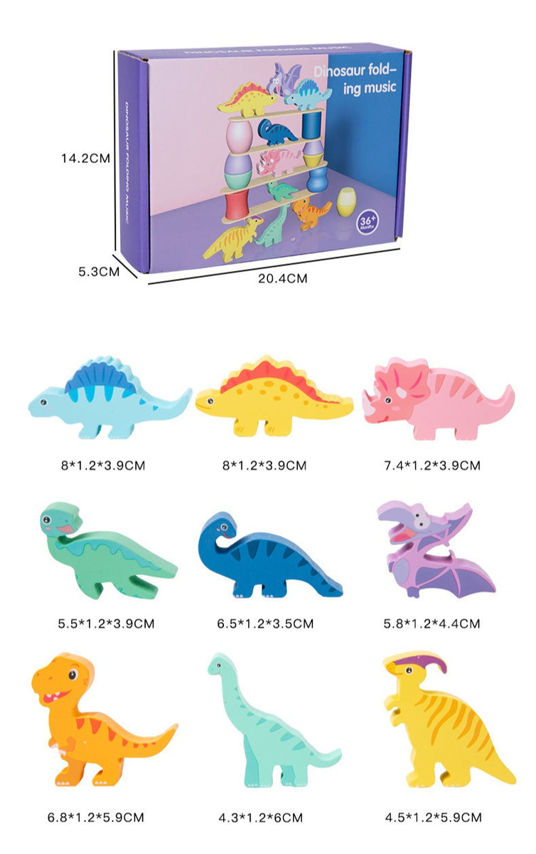 Wooden Dinosaur Balance Stacking Challenge Set