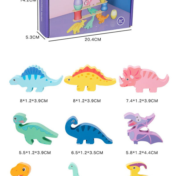 Wooden Dinosaur Balance Stacking Challenge Set
