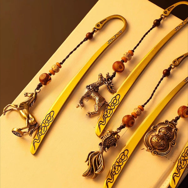 Chinese Style Brass Bookmark with Tassel