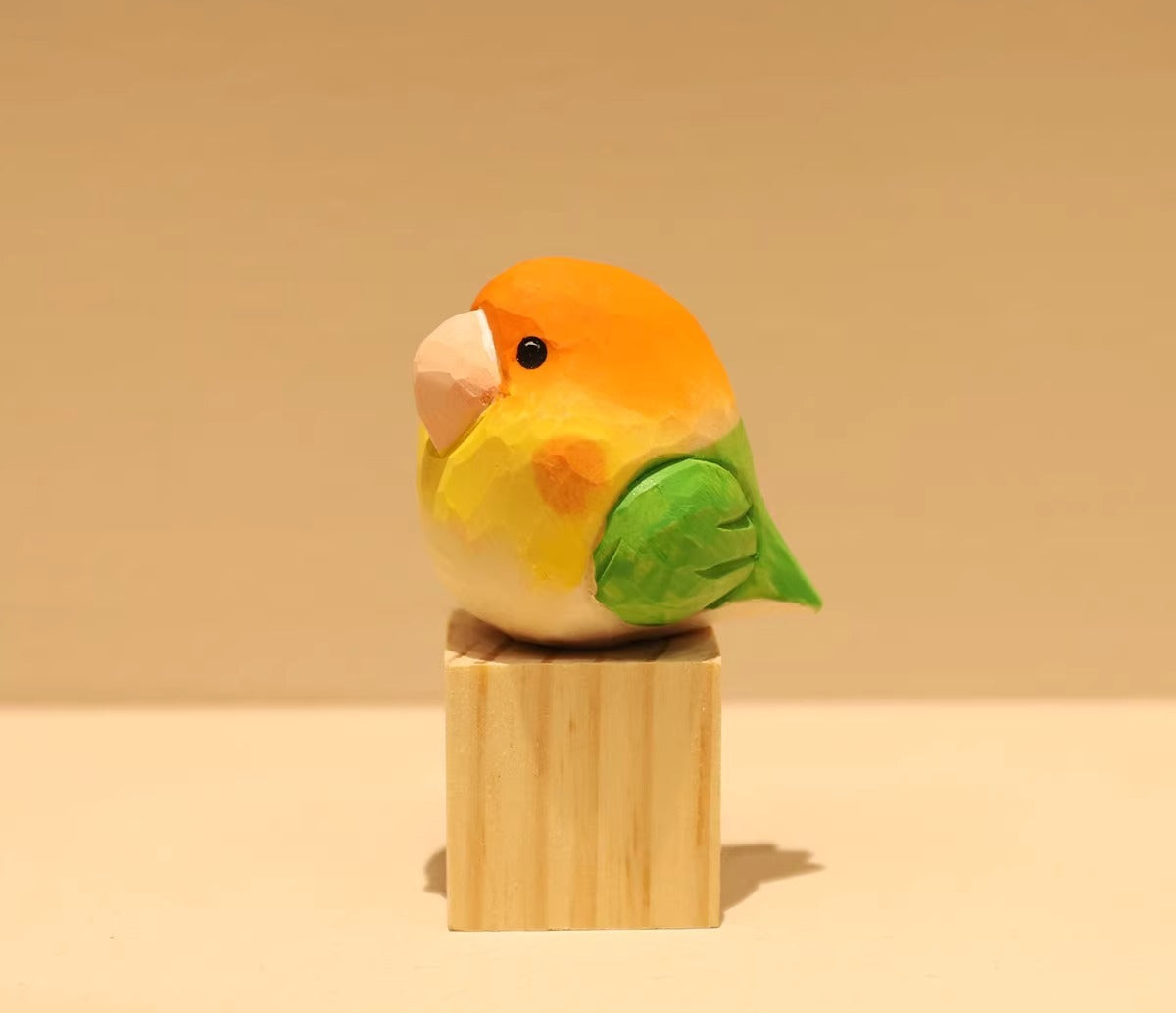 Hand-Carved Wooden Parrot Desktop Figurine