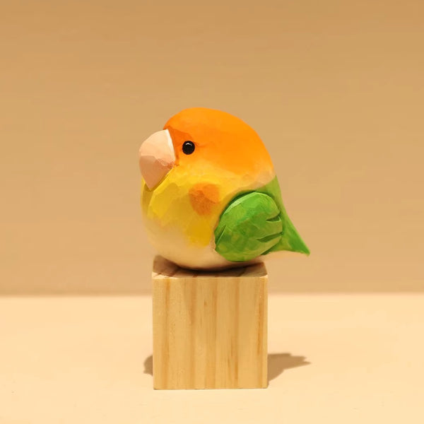 Hand-Carved Wooden Parrot Desktop Figurine