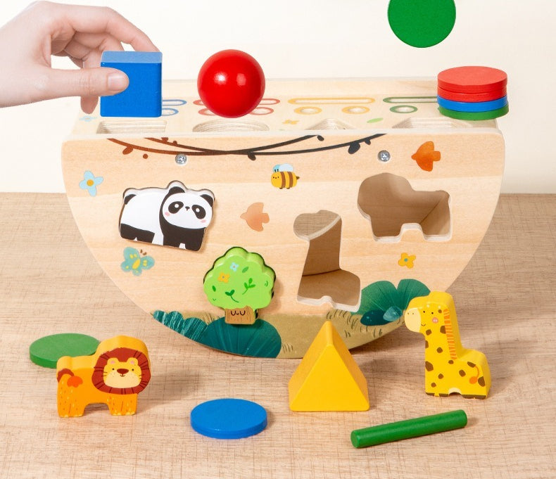 Wooden Montessori Shape Sorting Boat