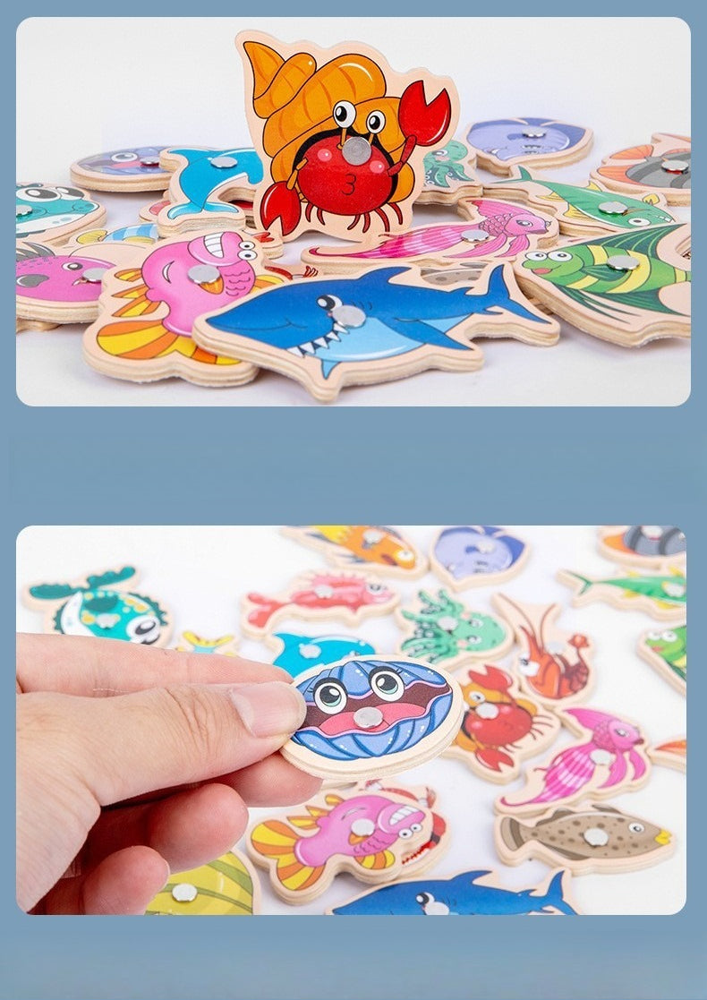 Wooden Magnetic Fishing Game Set
