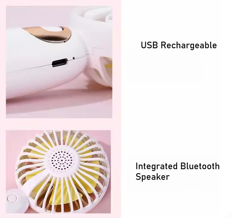Portable Handheld Fan with Integrated Bluetooth Speaker