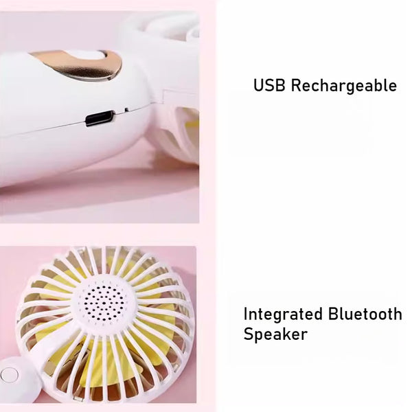 Portable Handheld Fan with Integrated Bluetooth Speaker