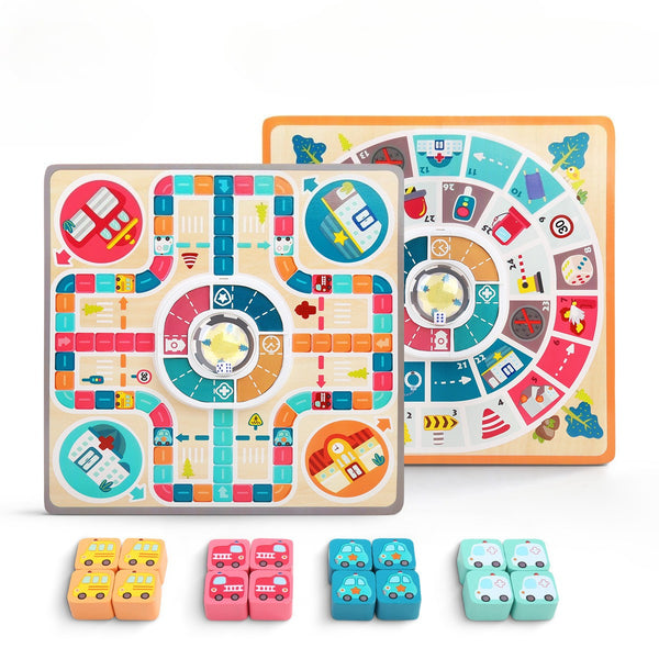 Traffic City 2-in-1 Wooden Board Game