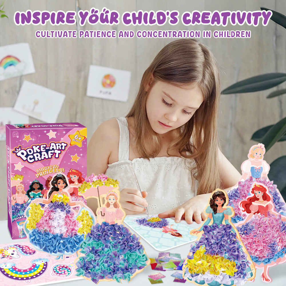 Magical Princess Poke-Art Craft Kit – 3D Dress-Making DIY Set for Kids (6+)