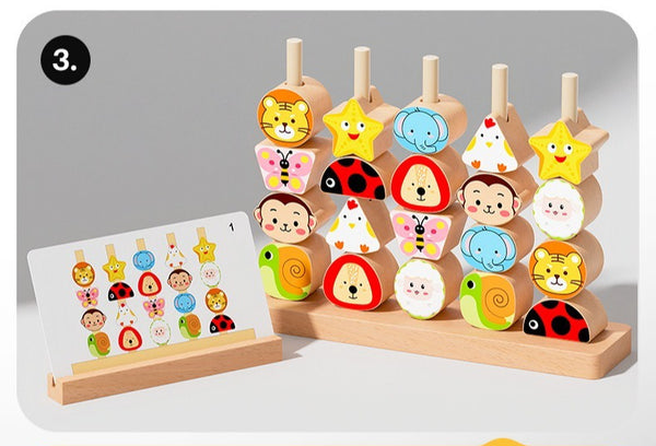 Montessori Wooden Pegging & Lacing Game