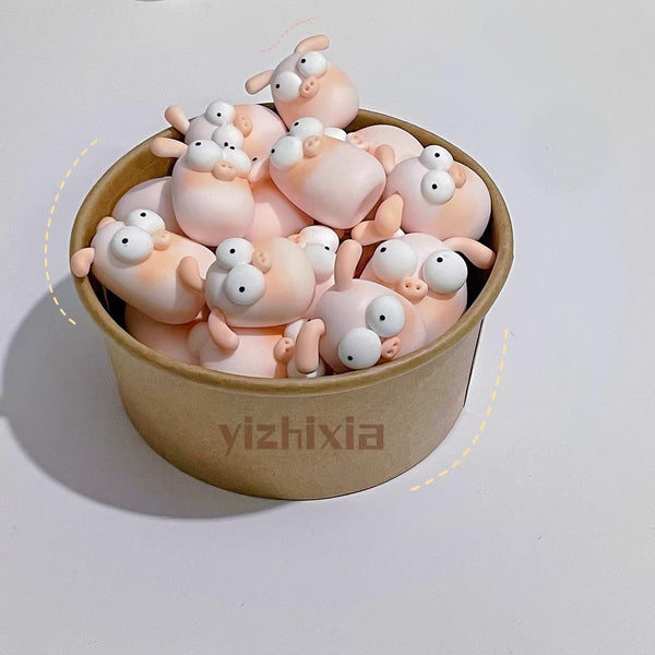 Miniature Pig Resin Clay Ornament Set