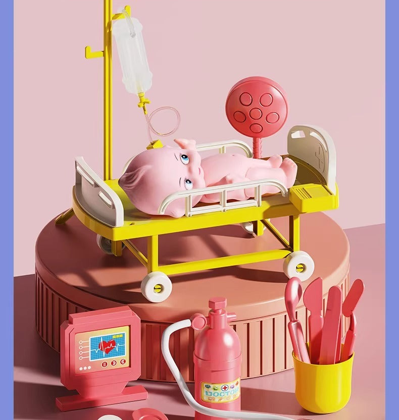 Bunny Medical Doctor Pretend Play Set with Doll and Bed