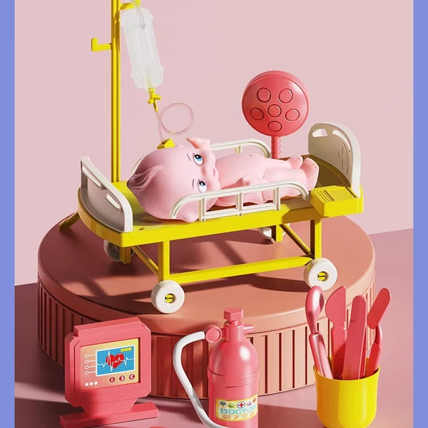 Bunny Medical Doctor Pretend Play Set with Doll and Bed