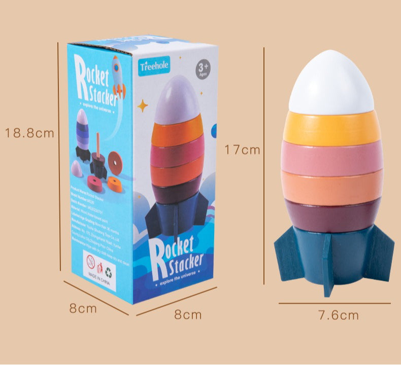 Wooden Rocket Stacker & Balancing Toy