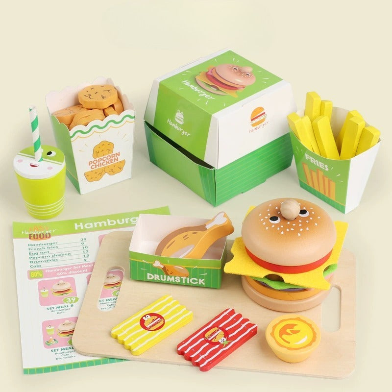 Wooden Pretend Play Fast Food Set