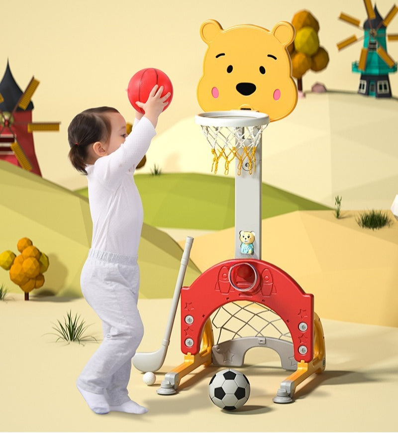 Bear 4-in-1 Activity Center with Adjustable Basketball Hoop
