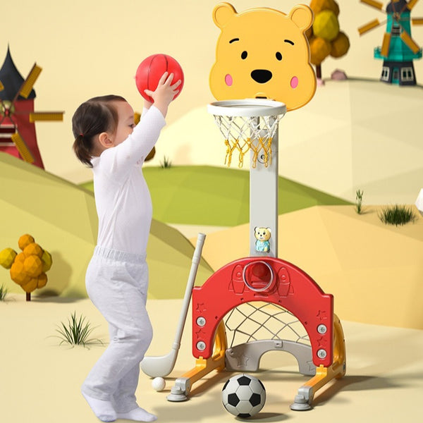 Bear 4-in-1 Activity Center with Adjustable Basketball Hoop