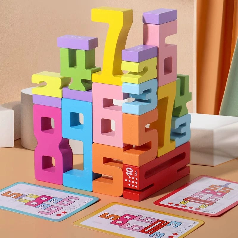 Wooden Number Stacking Blocks
