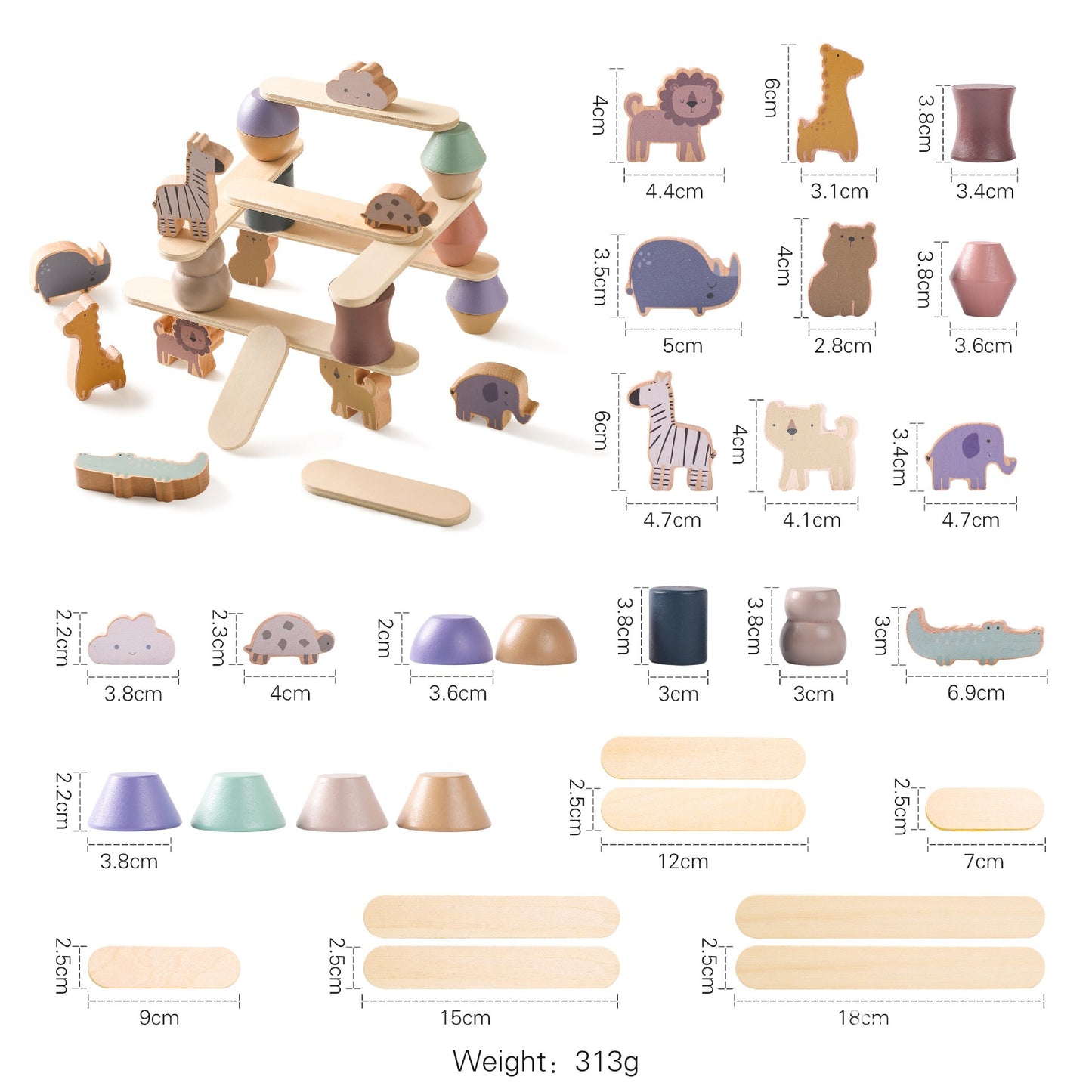Wooden Animal Balance Stacking Toy