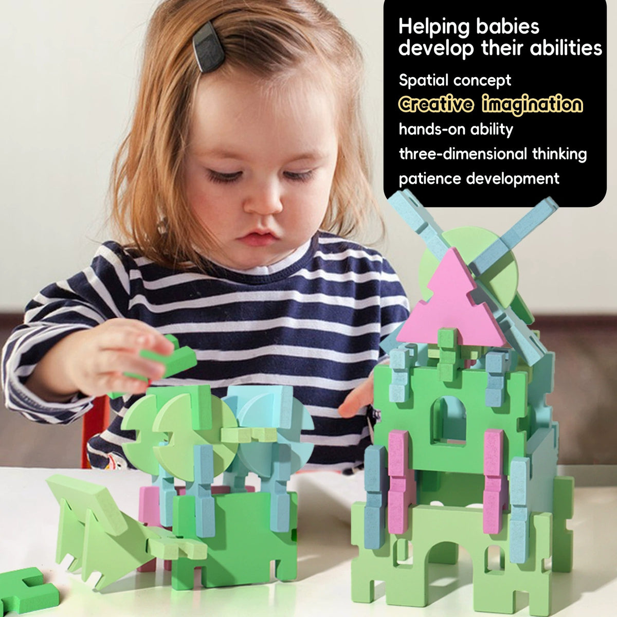 74-Piece Large Wooden Interlocking Building Blocks