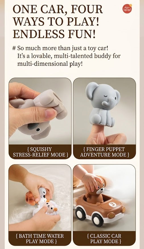Animal Sliding Vehicles and Finger Puppet Set
