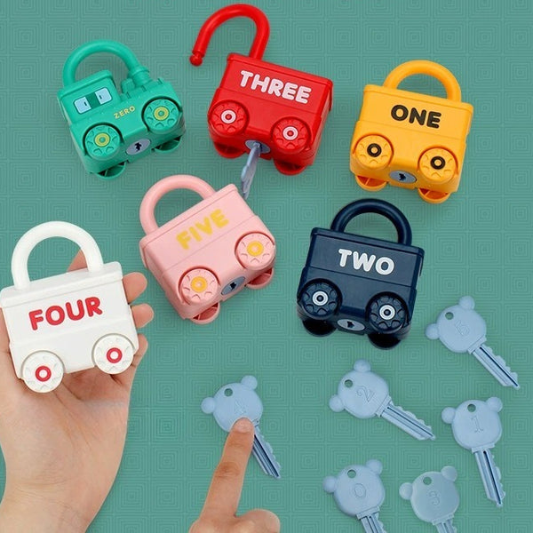 Unlocking Vehicle Train Toy Set with Matching Number Keys