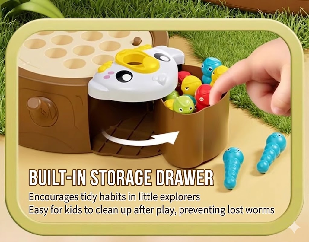 Woodpecker Magnetic Catching Worms Toy with Sound
