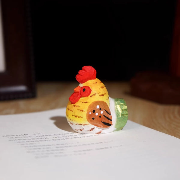 Hand-Carved Wooden Chick Figurine