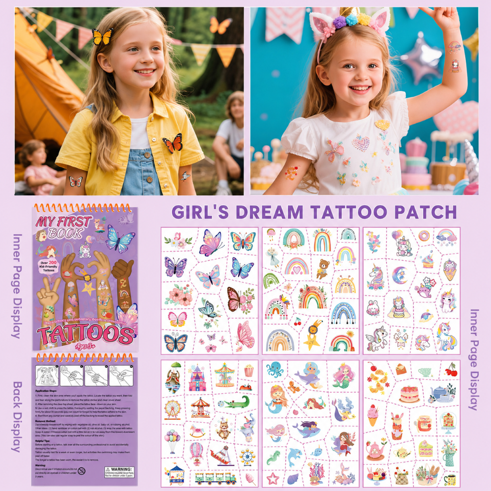Gemstone & Fantasy Kids Temporary Tattoo Set