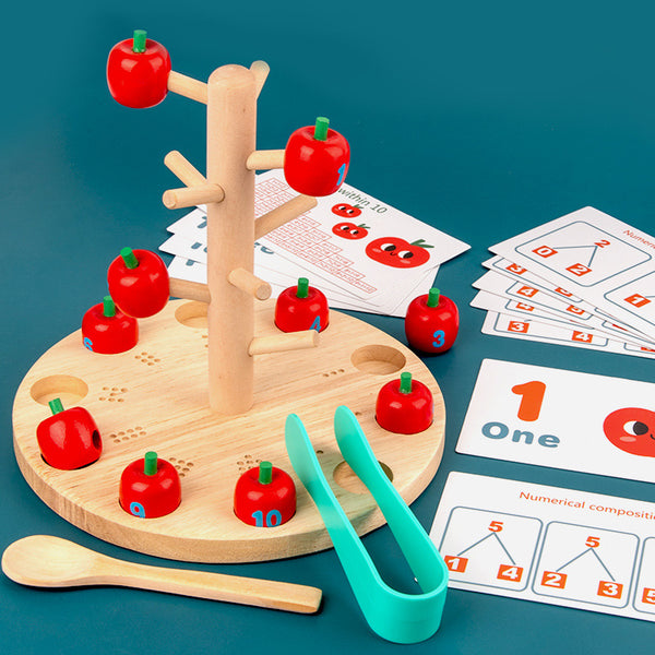 Wooden Apple Tree Counting & Fine Motor Skills Set