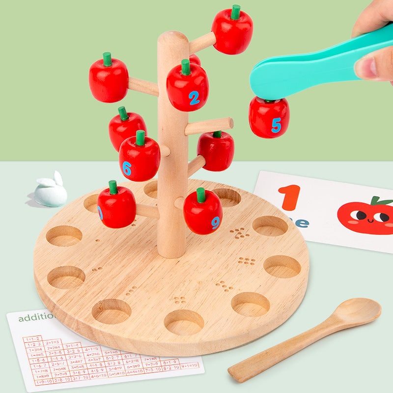 Wooden Apple Tree Counting & Fine Motor Skills Set