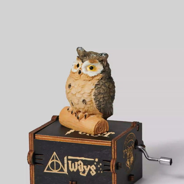 Owl Wooden Crank Music Box