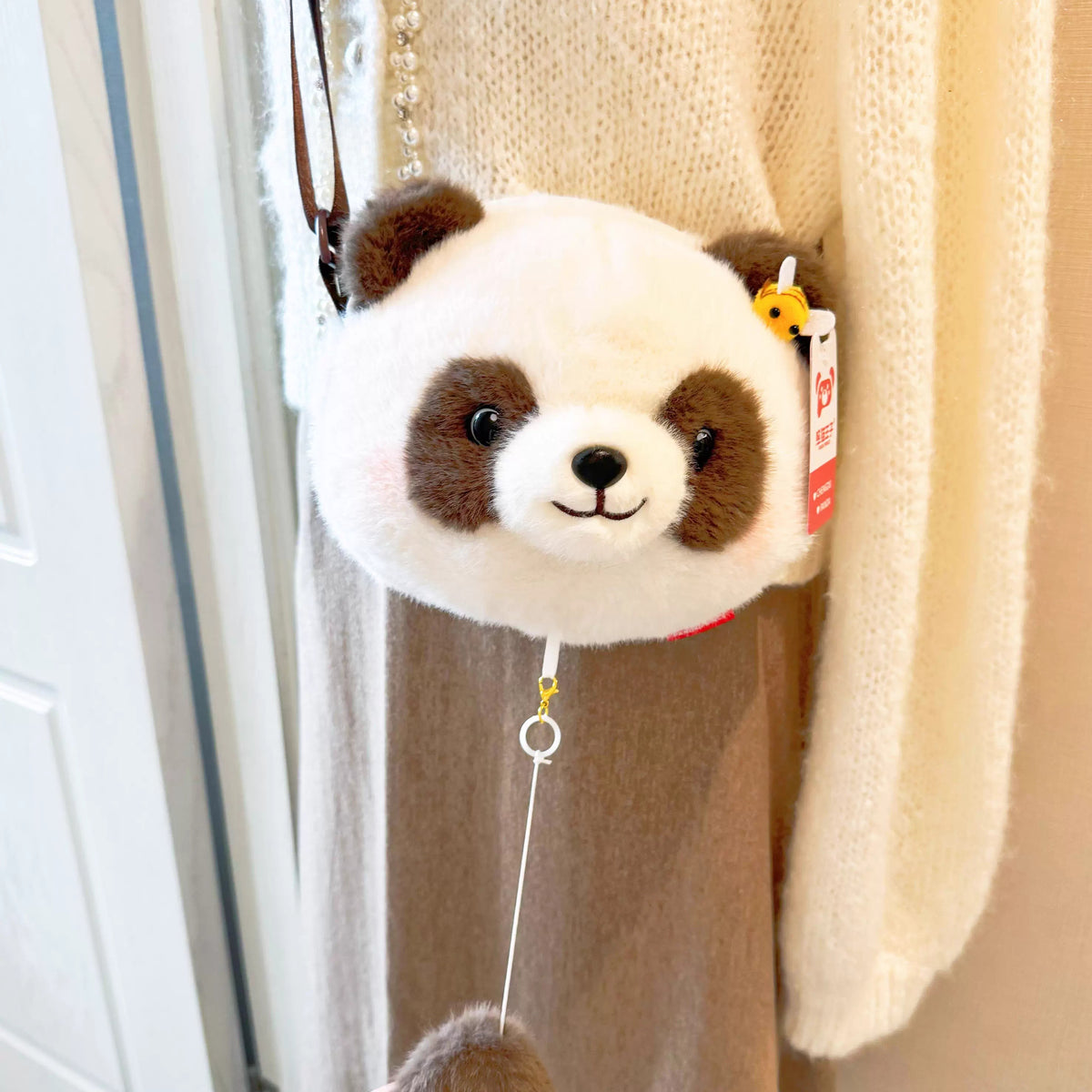 Soft Plush Panda Character Crossbody Bag