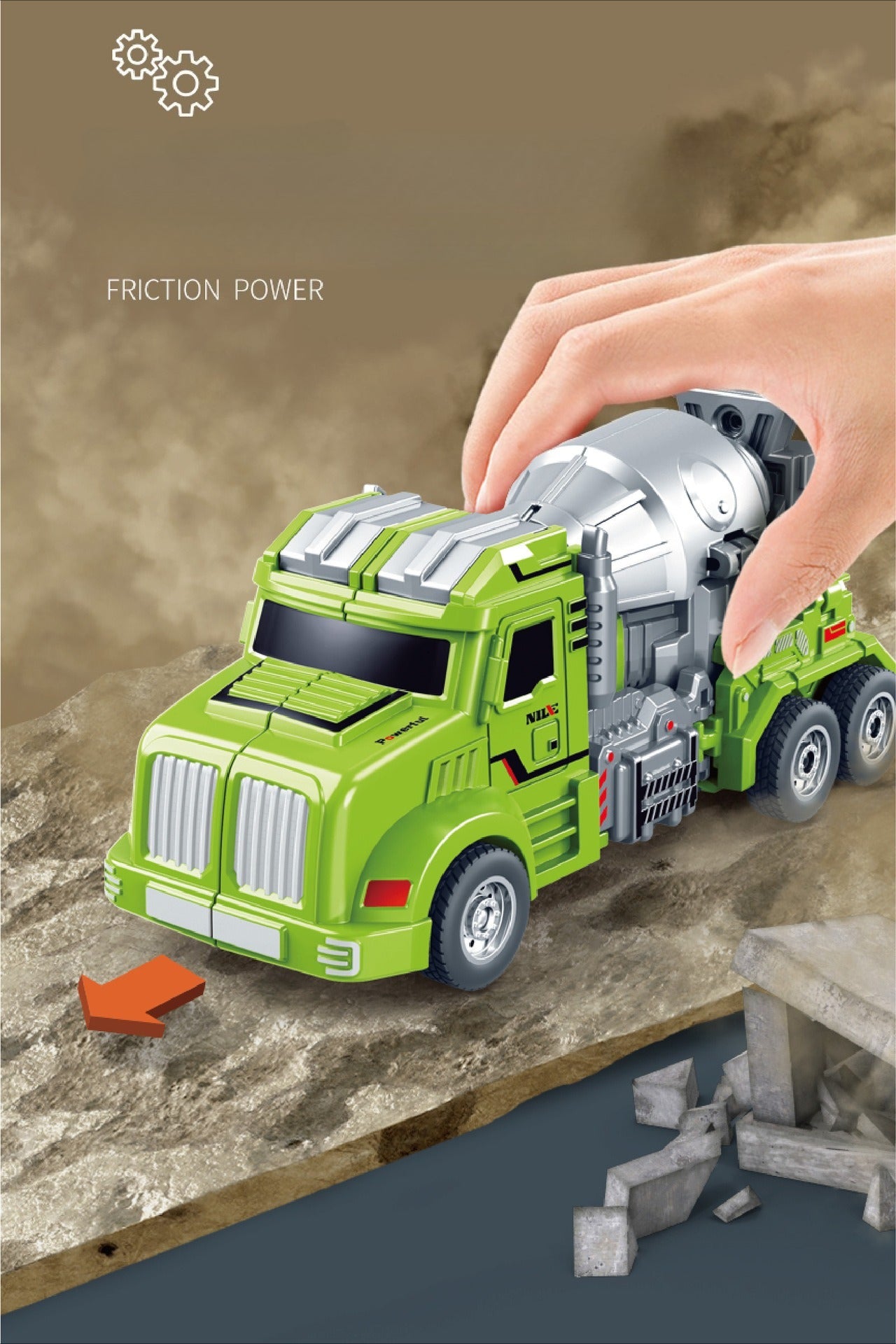 2-in-1 Construction Mixer Truck Transforming Robot