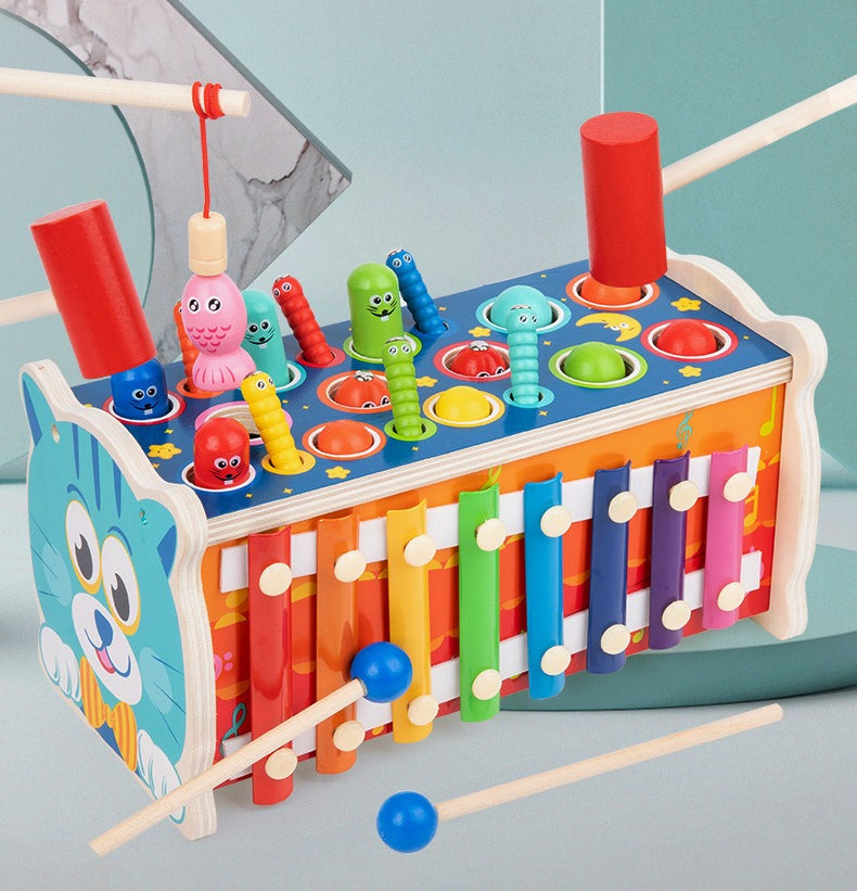 Wooden Cat 7-in-1 Musical & Activity Bench