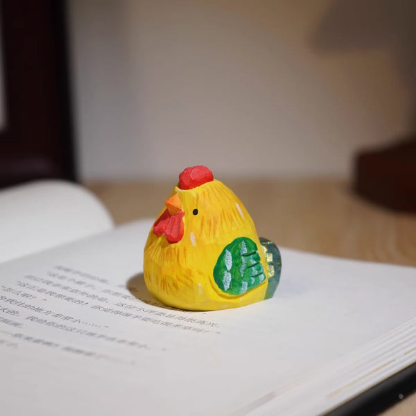 Hand-Carved Wooden Chick Figurine