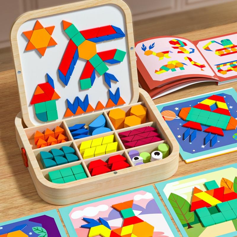 Magnetic Wooden Tangram Puzzle Set - 255 Pieces