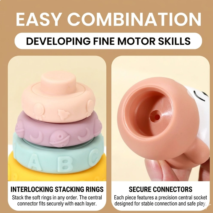 Soft Silicone Stacking Rings Learning Toy for Babies & Toddlers