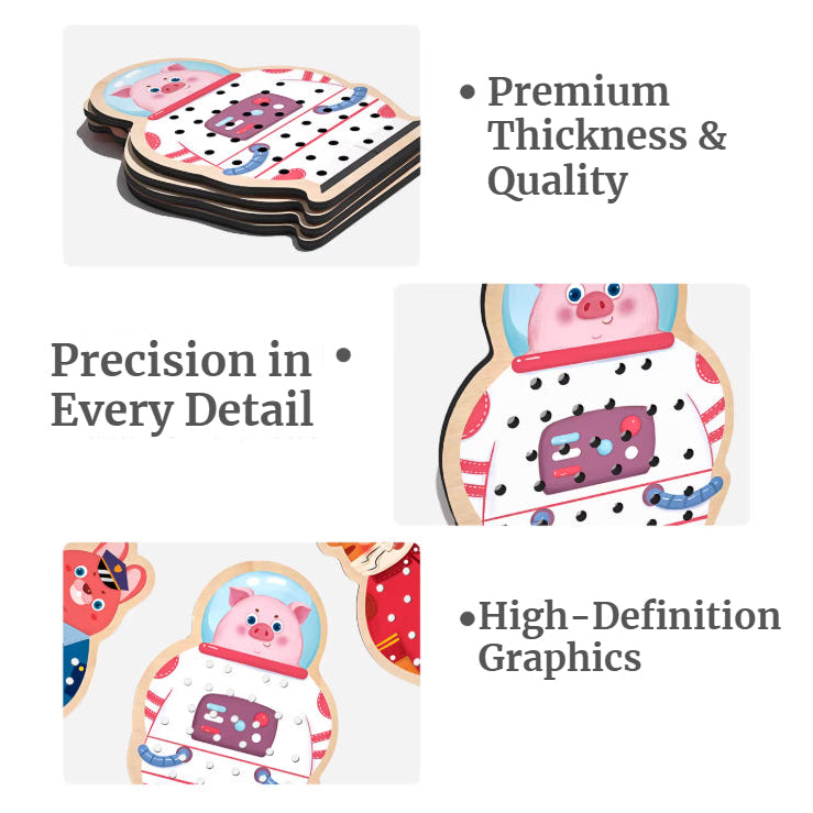 Set of coasters with cartoon pig design on a white background