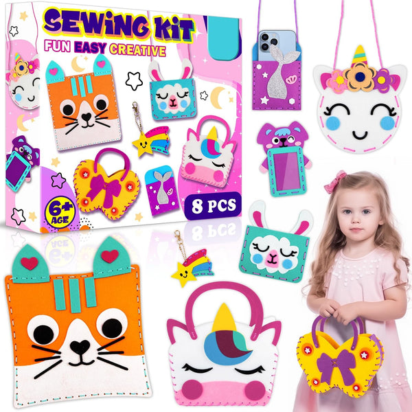 My First Sewing Kit: 8-Pack Animal & Fashion Felt Crafts