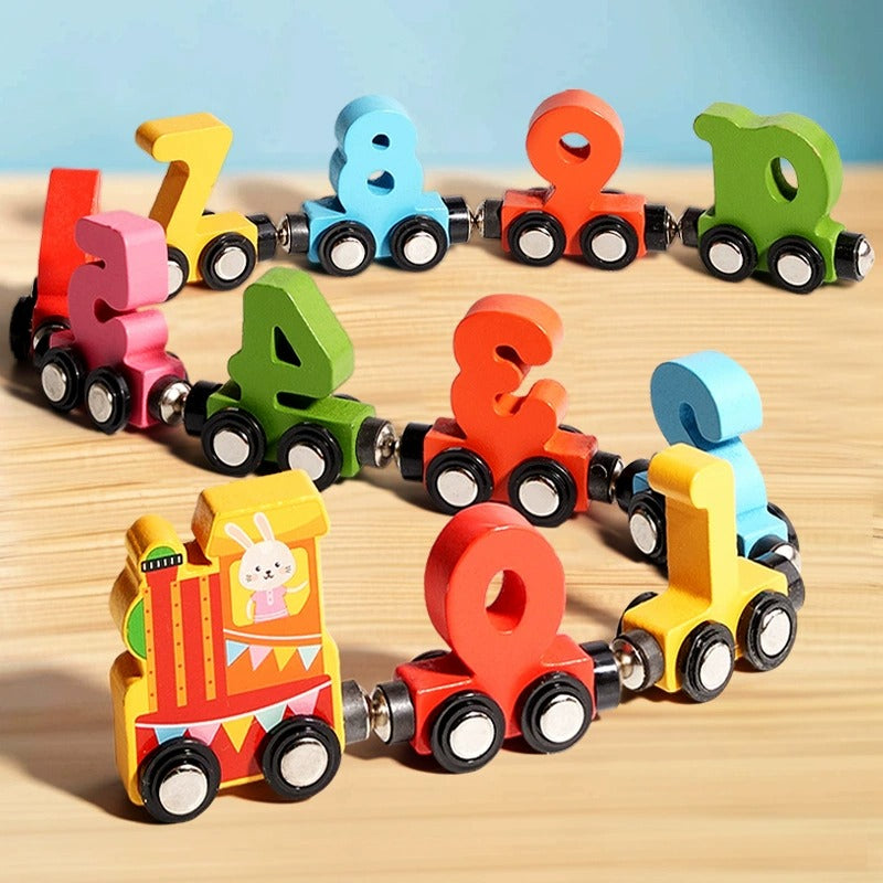 Magnetic Wooden Number Train Set