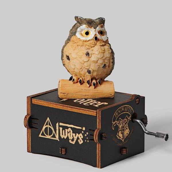 Owl Wooden Crank Music Box