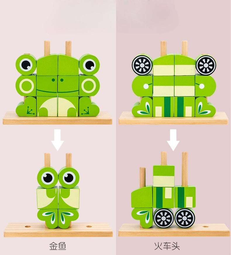 Animal Variable Wooden Stacking Blocks - Owl