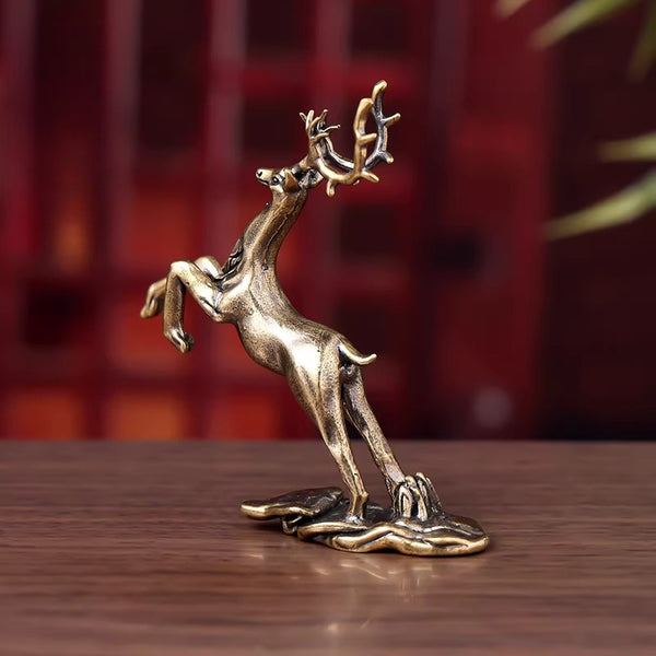Brass Deer and Cloud Desk Figurine