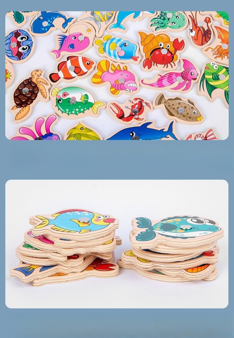 Wooden Magnetic Fishing Game Set