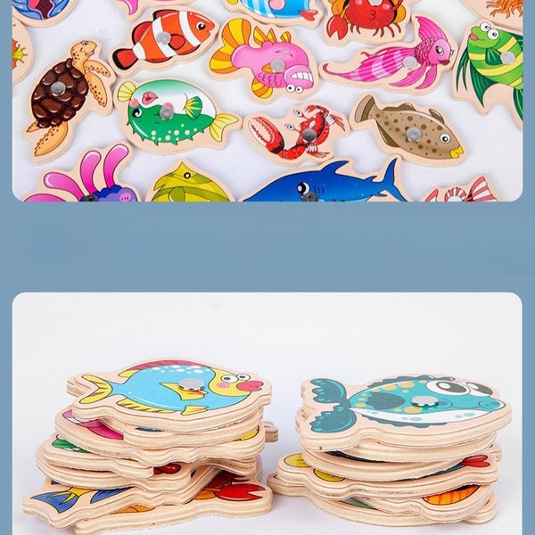 Wooden Magnetic Fishing Game Set
