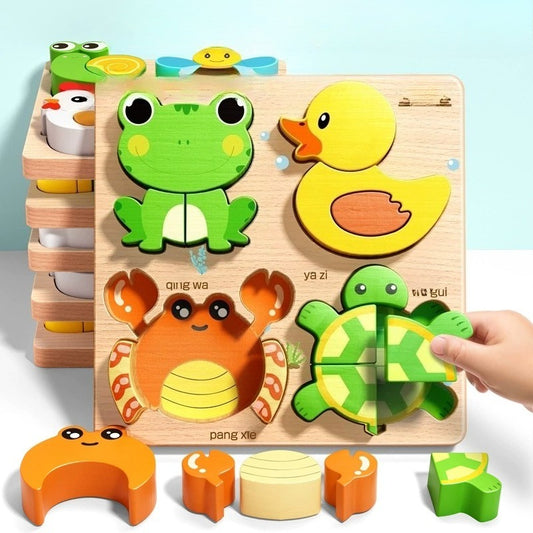 16-Piece Wooden Montessori 3D Puzzle Set
