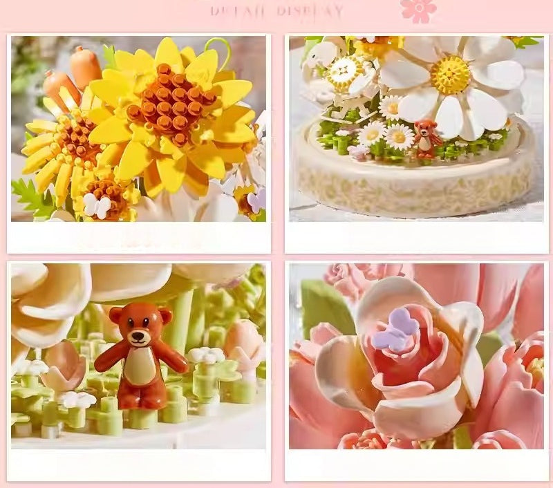 Floral Botanical Building Block Night Light with Dust Dome